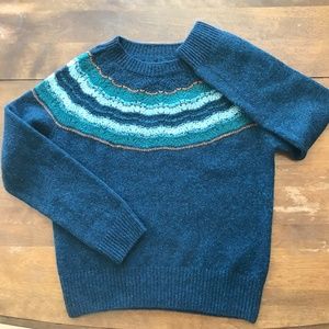 Fair Isle Wool Sweater Bottle Green/Teal Toast U.K. Size Small